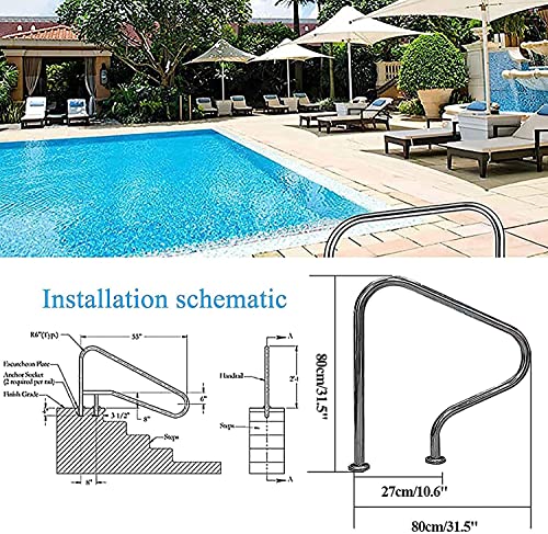 Barandal para piscina de acero inoxidable 304 con cubierta azul miniatura 2