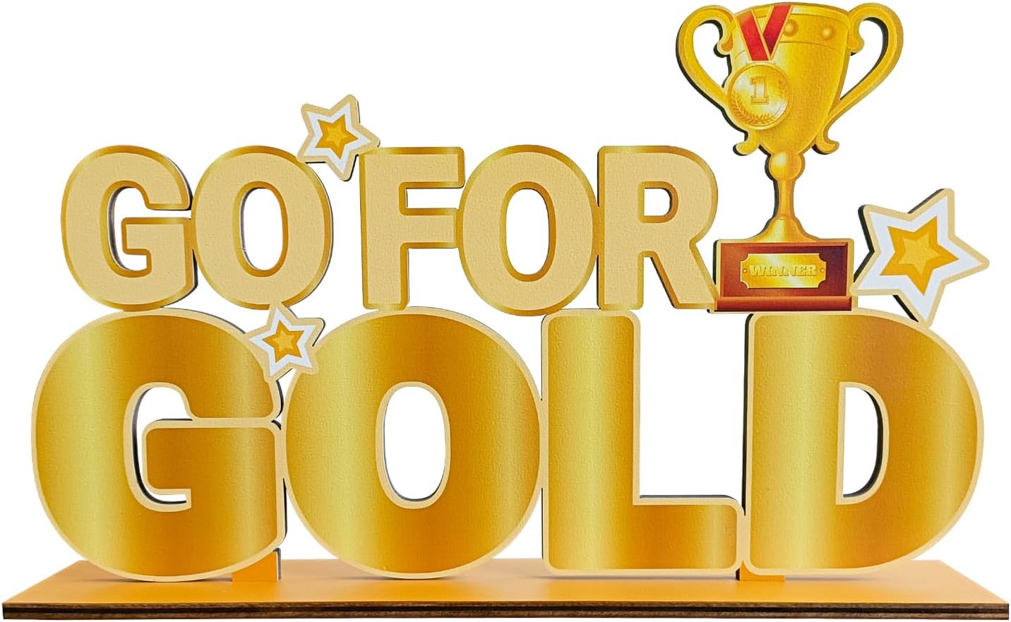 2026 Winter Sport Games Party Decorations Go For Gold Wooden Table Centerpieces 11.8 x 6.9 inch for Any Sports Themed Party Decorations Supplies
