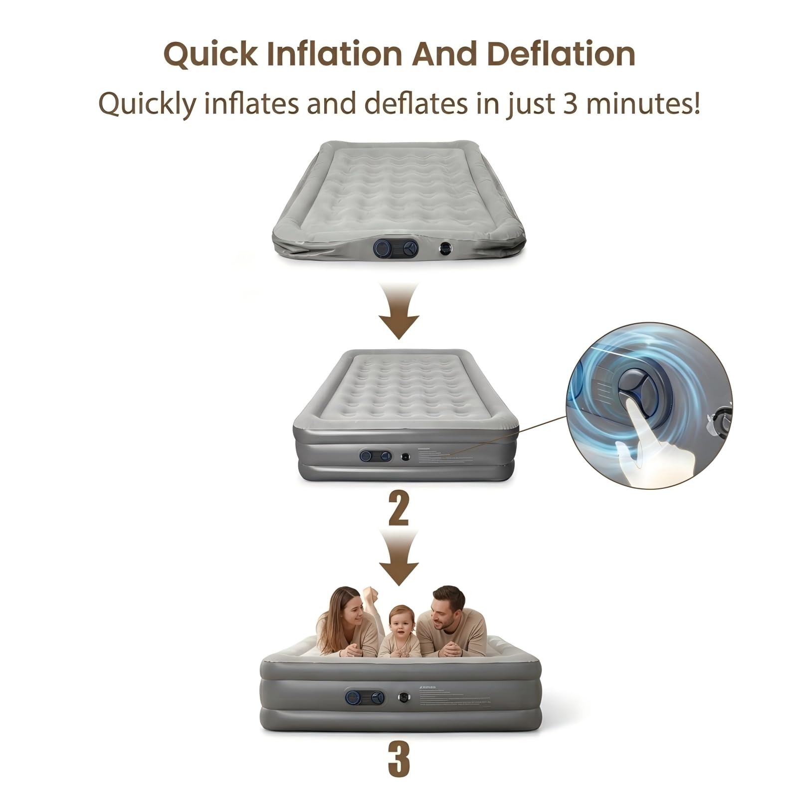 Colchón de aire Queen con bomba integrada, cama inflable elevada de 18 pulgadas | Colchón inflable autoinflable de 220/660 libras con bolsa de transporte para invitados, hogar y campamento