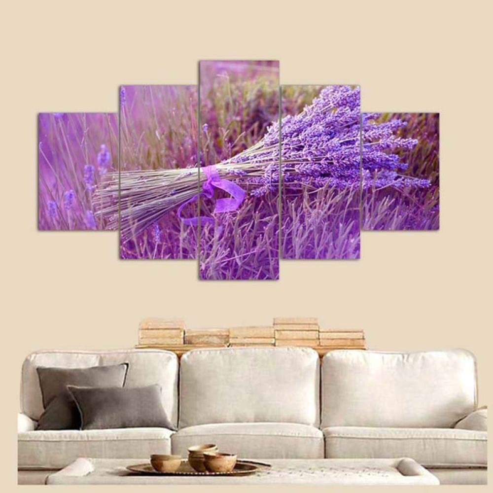 Canvas 5 Piece Wall Art Green Foresthome Decor Wall Artwork Modern Canvas Prints 5 Pieces Purple Lavender Bouquet