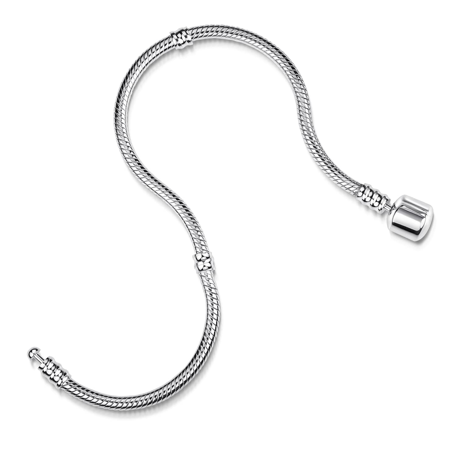 MATERIA 3mm Beads Armband Silber 925 mit Gewinde Clipverschluss 18-22cm Damen Schmuck SA-8