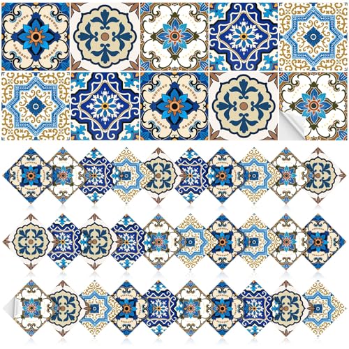 Honoson 60 Pack Colorful Talavera Tile 4x4 Inch Handpainted 10