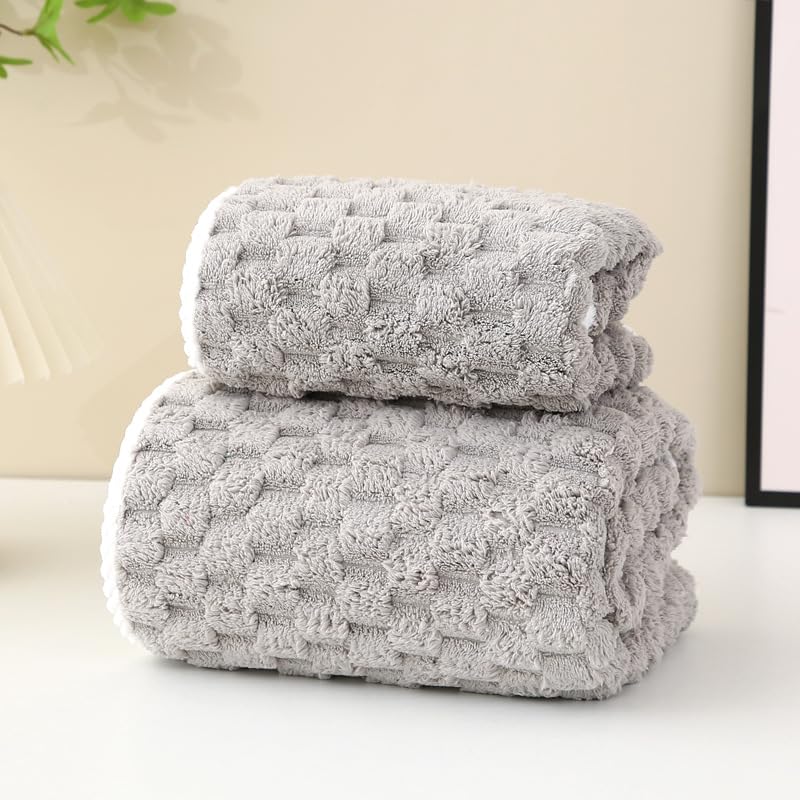 HomeCloud Microfiber Soft & Fuffy Bath Towel 400 GSM with Hanging Loop| 3X Softer Than Cotton Towels | Highly Absorbent| Perfect for Home, Pool & Gym | Set of 2 (1Bath(140x72cm), 1Face Towel(75x35cm)