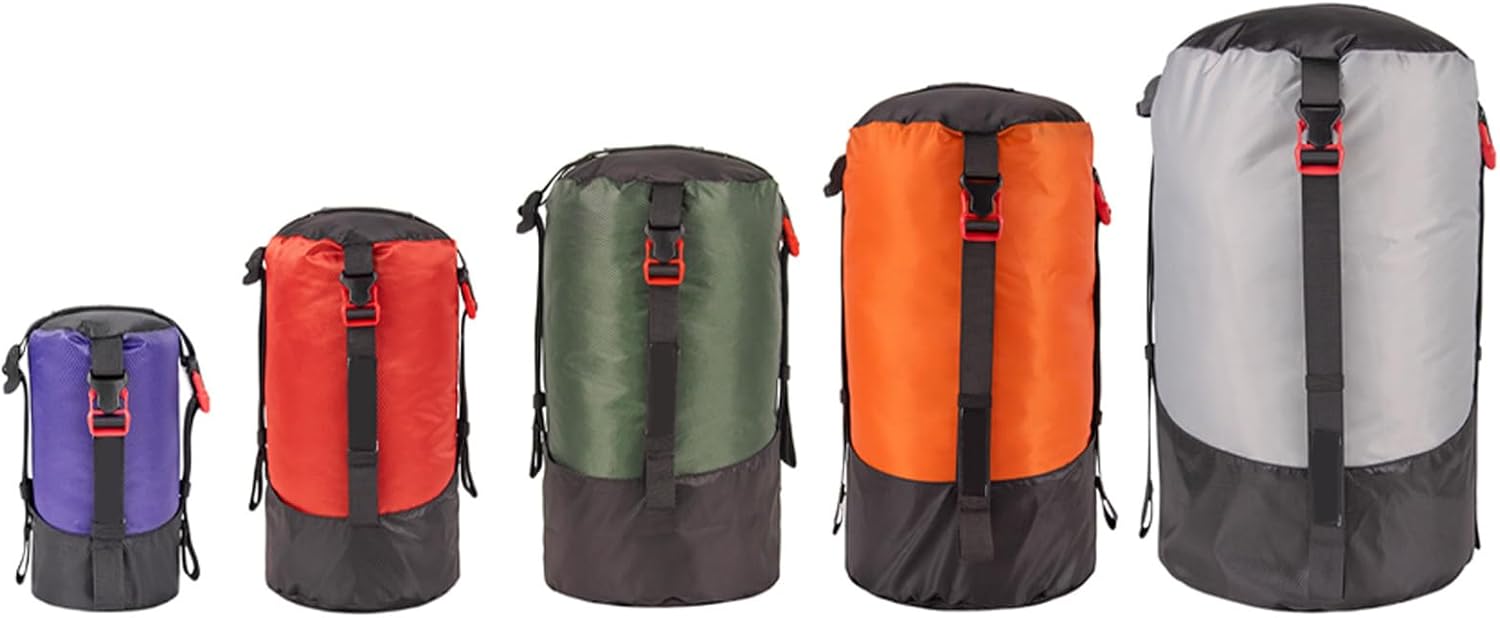 Compression Stuff Sack Polyester Lightweight Camping Hiking Backpacking Sleeping Bag Storage 5pcs Set