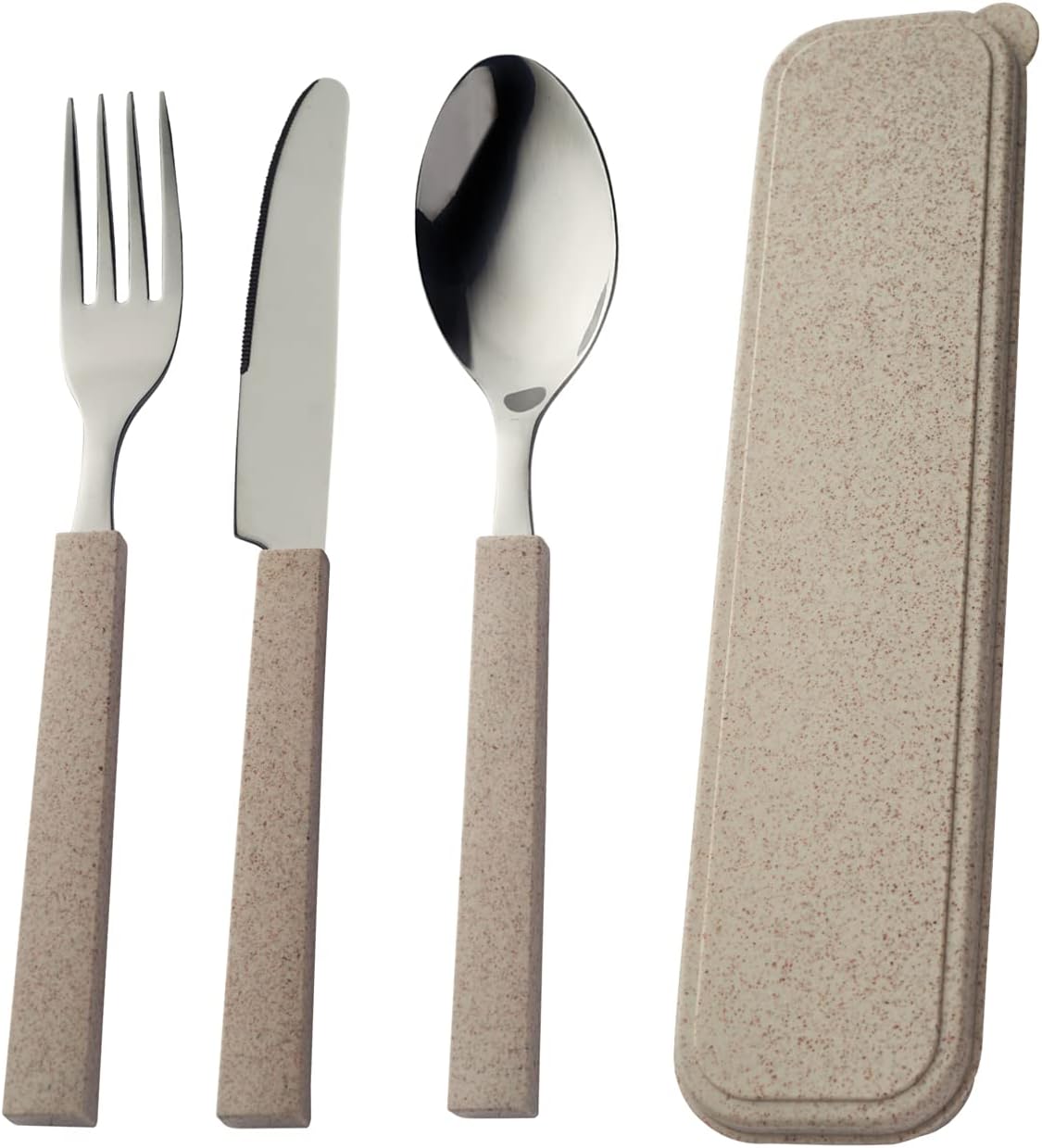 VinersOrganic 4 Piece Natural Coloured Stainless Steel On The Go Cutlery Set