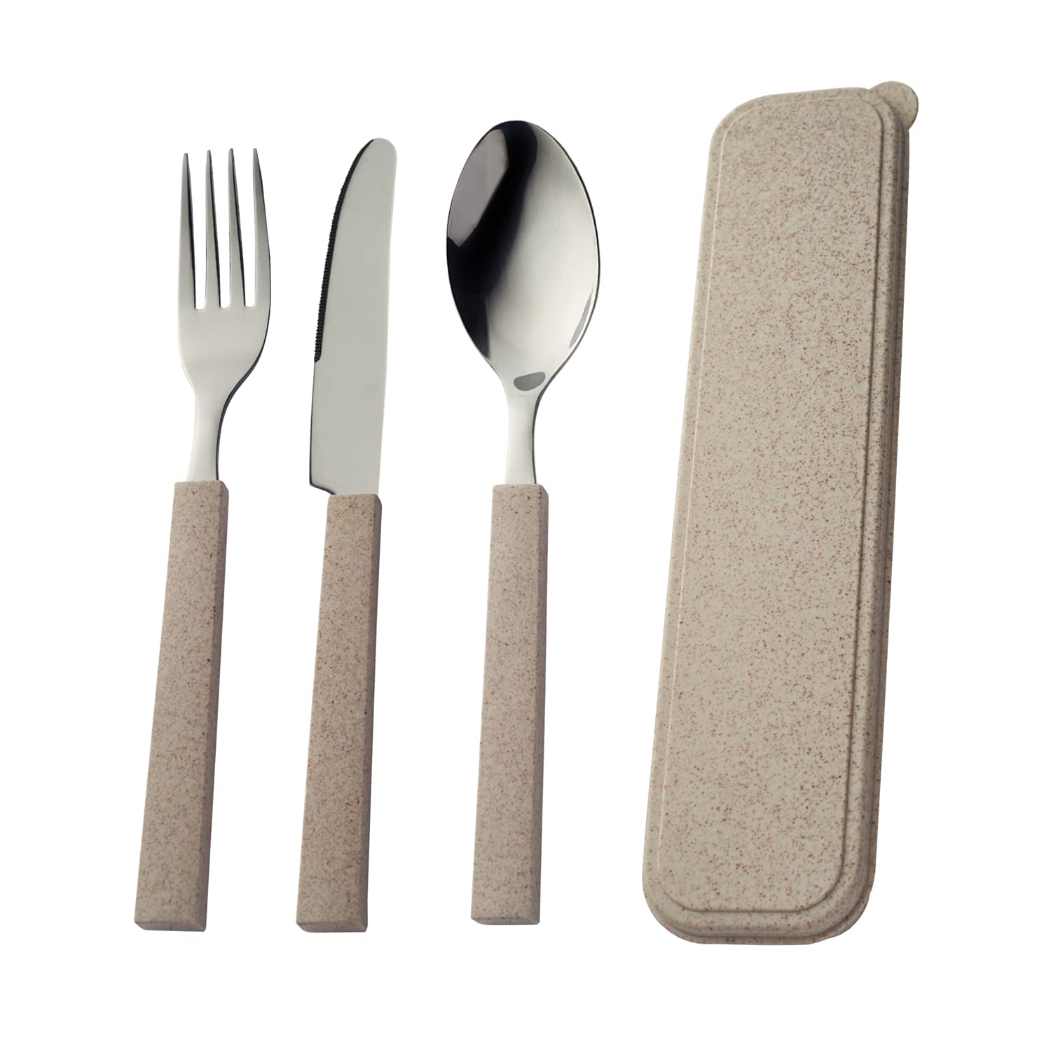 VinersOrganic 4 Piece Natural Coloured Stainless Steel On The Go Cutlery Set