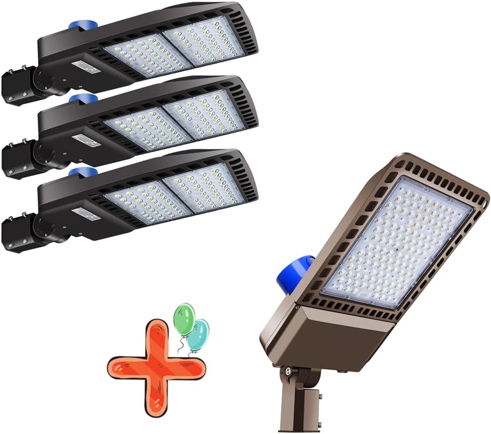 ledmo 200W 3Pack & 300W 1Pack Led Parking Lot Light Dusk-to-Dawn Photocell Sensor Outdoor Commercial Area Lighting