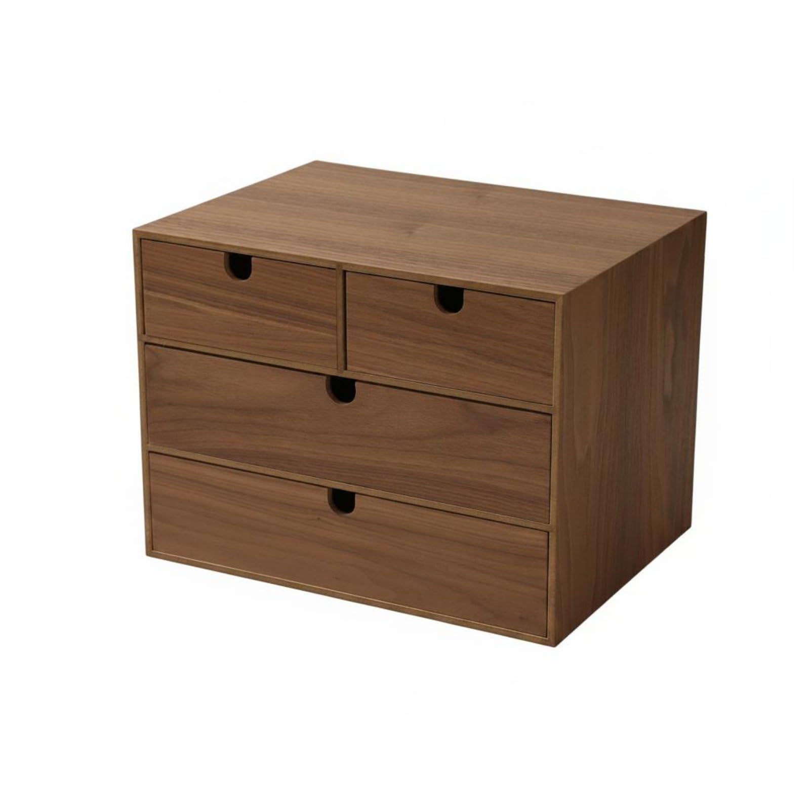 Organizer a Due Strati Cassettiera Scrivania Cassettiere Ufficio Contenitore Legno Compatto Design Minimalista in Legno per Ordinare Cancelleria Cavi, Noce, Tre Strati