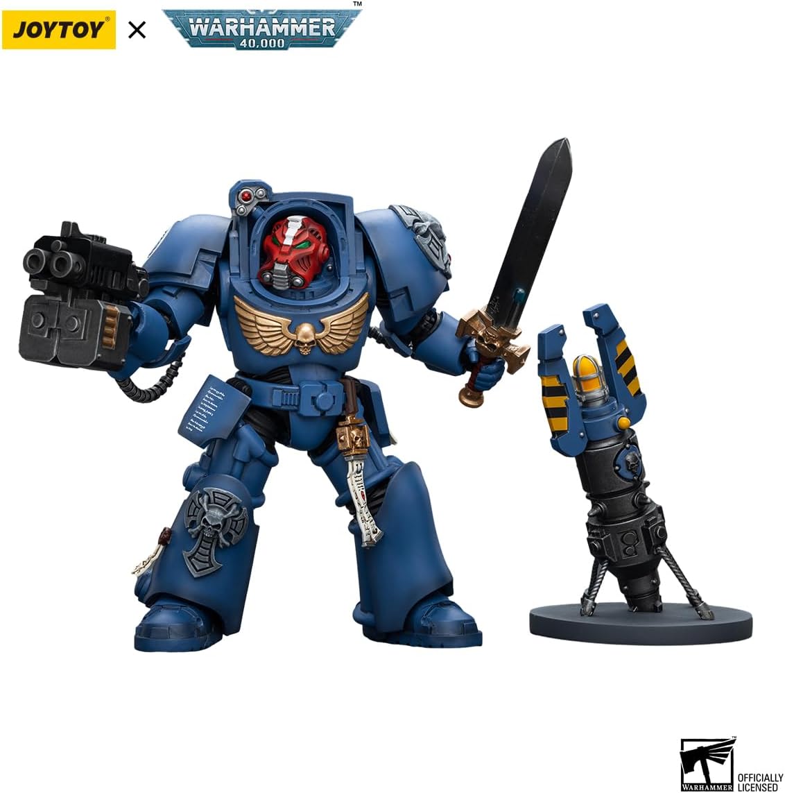 Warhammer 40k: Ultramarines Terminator Squad Sergeant with Power Sword and Teleport Home 1:18 Scale Action Figure