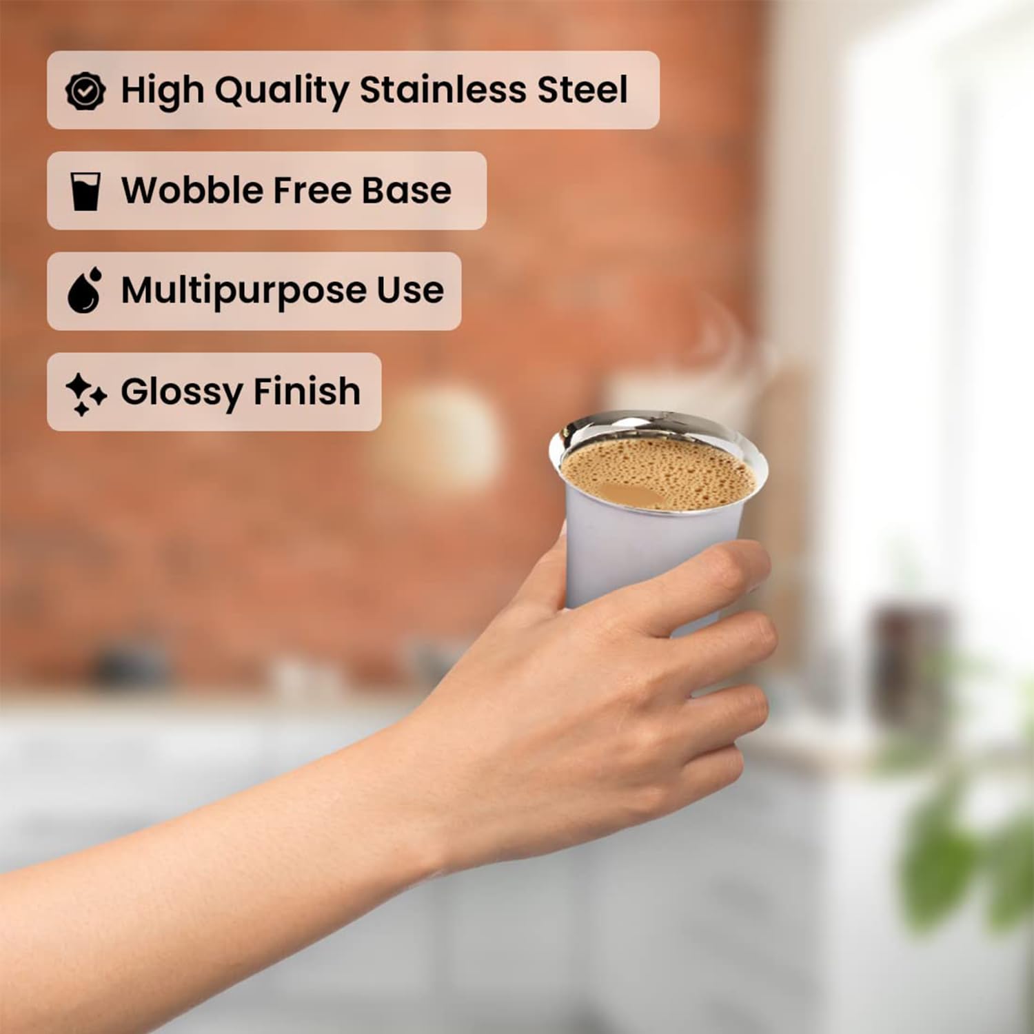 Amazon.com | Kuber Industries Small Stainless Steel Glass | Set of 6 I  South Indian Design | Multipurpose Serving Tea Coffee I Mirror Finish |  Easy to Clean & Maintain: Mixed Drinkware Sets