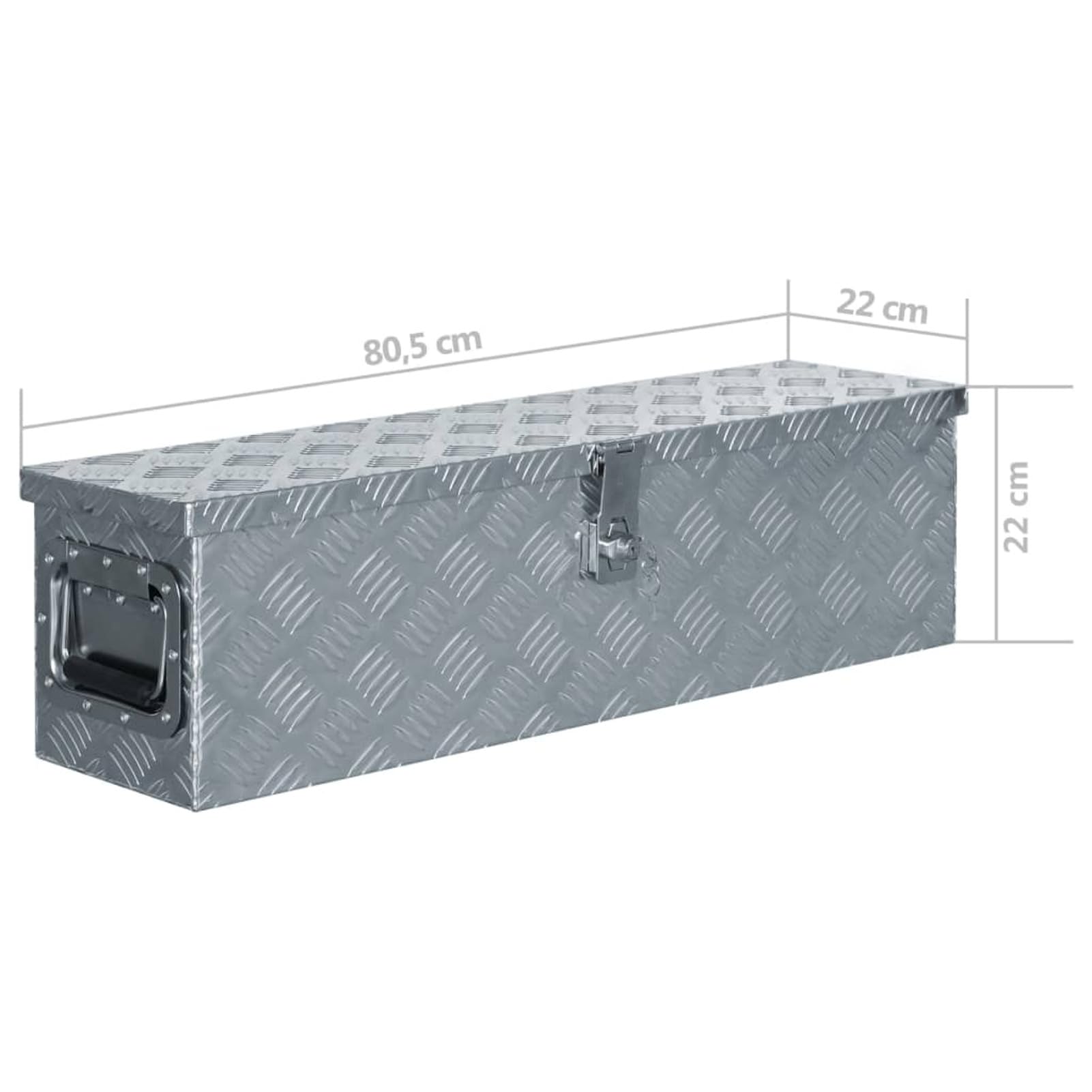 ShGaxin Aluminiowa skrzynka 80,5x22x22 cm srebrna, metalowa skrzynka narzędziowa, skrzynka narzędziowa, aluminiowa skrzynka 142937