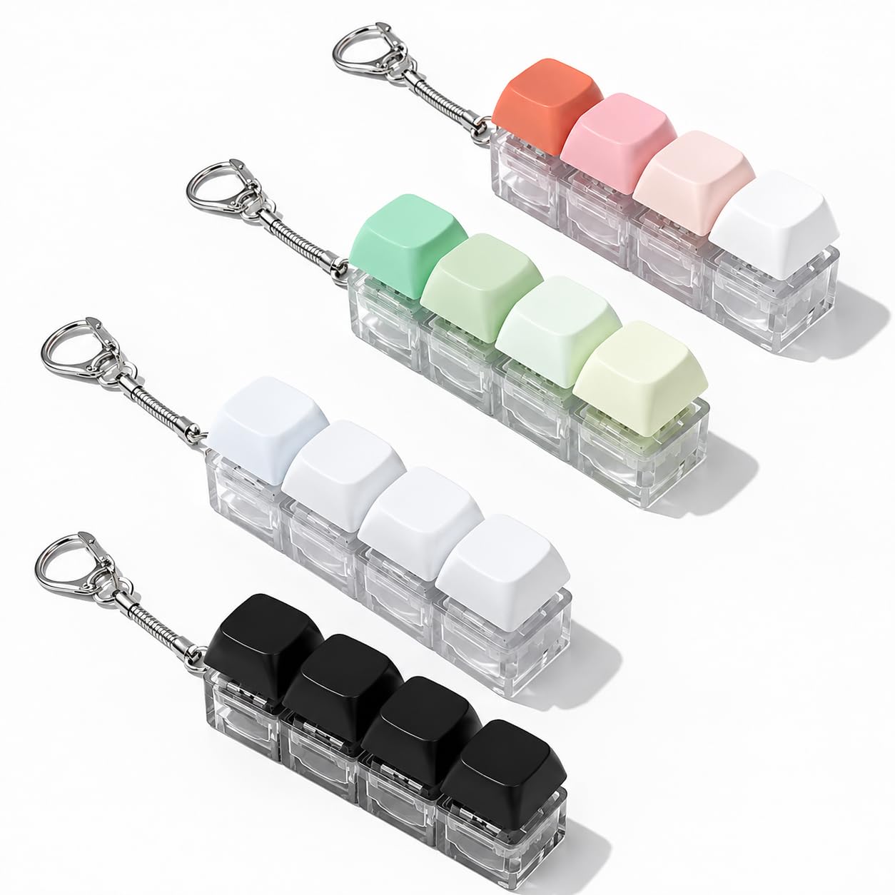 4Pcs 4-Button Keyboard Fidget Toy,Funny Keyboard Clicker Fidget Keychain Toy,Portable Keyboard Clicker Relief Toys Keychain,Fashionable Functional Decompression Toys,Kids,Adults (4 Colors)