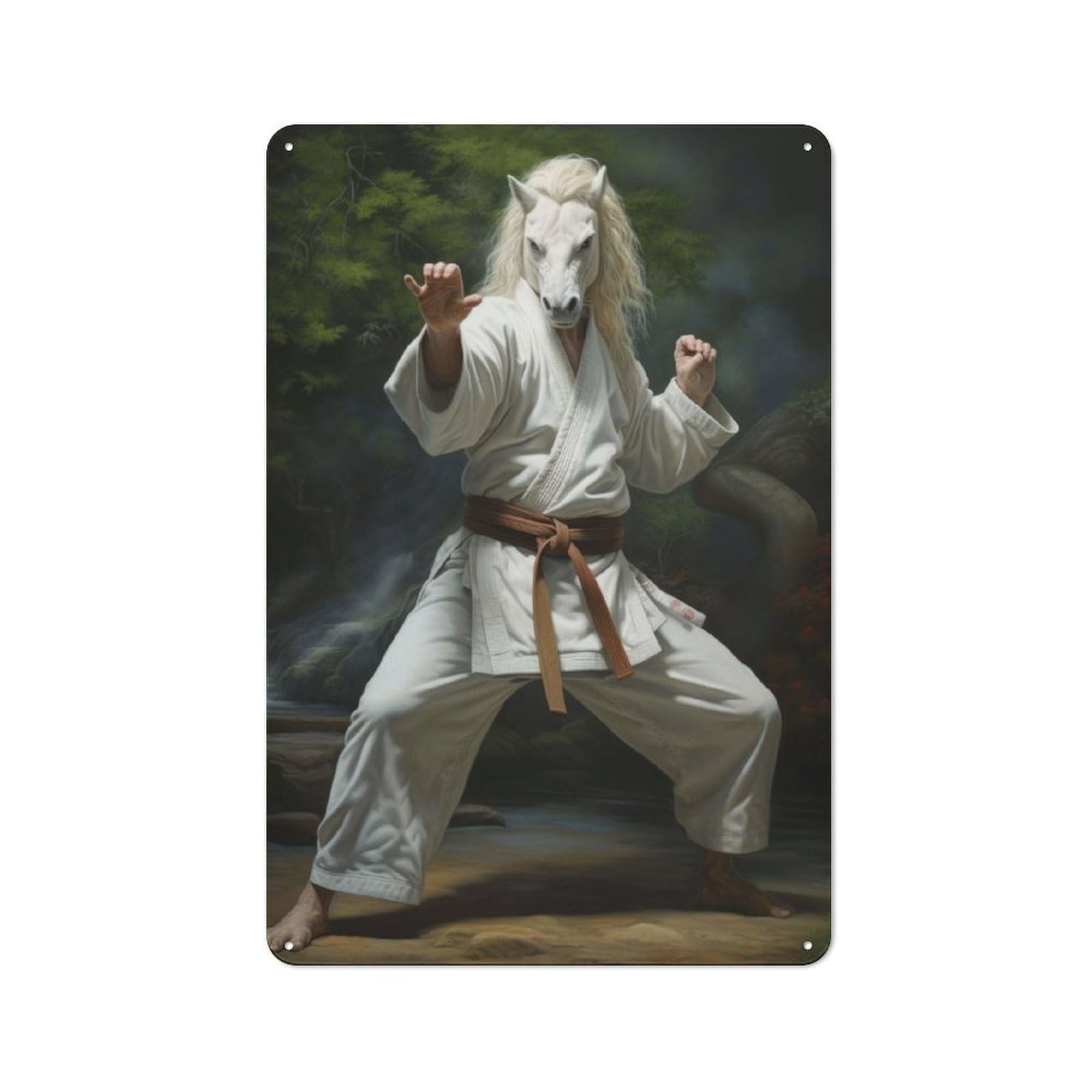 Junmoney Karate Horse Rustic Metal Sign 30X20cm Featuring For Hallway Wall, For Collectors Decorating Hallways And Entrance Areas