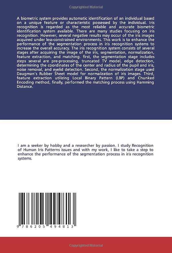 Segmentation de l'image de l'iris par algorithme précis pour la reconnaissance biométrique