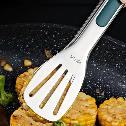 Miniatura 4 de Huakai Pinzas de cocina, pinzas de cocina de metal de acero inoxidable, largas, resistentes y ergonómicas, perfectas para cocina, pinzas de acero