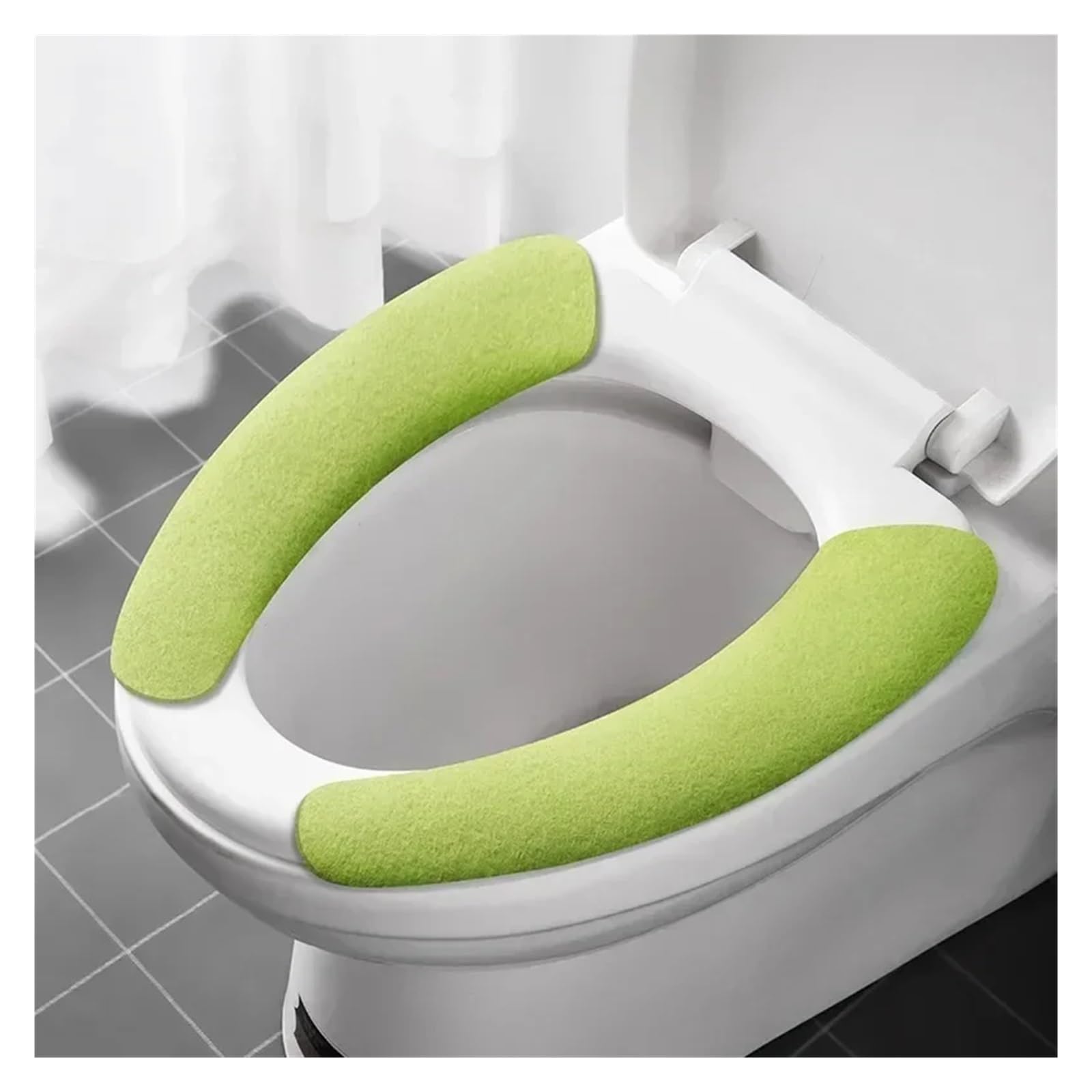 MZSKLW Padded Toilet Seat 2Pair Reusable Warm Flannel Toilet Sticker Seat Covers Washable Filling Bathroom Mat Cover Universal(Routine-green)