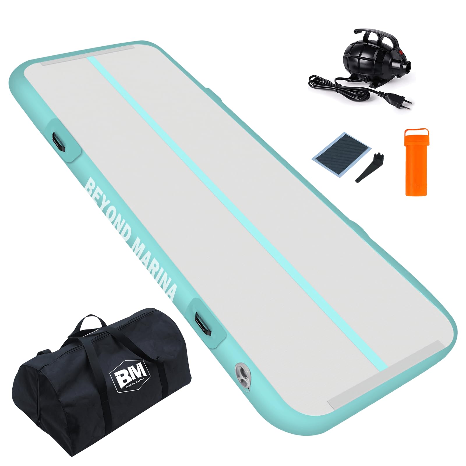 BEYOND MARINA Turnmatte Aufblasbar, Air Matte Track, Air Tracking Matte, 3m 4m 5m 6m Gymnastikmatte Tumbling Matten 10/20cm hoch mit pumpe für Zuhause, Trainingsmatte, Fitnessmatte, Yogamatte