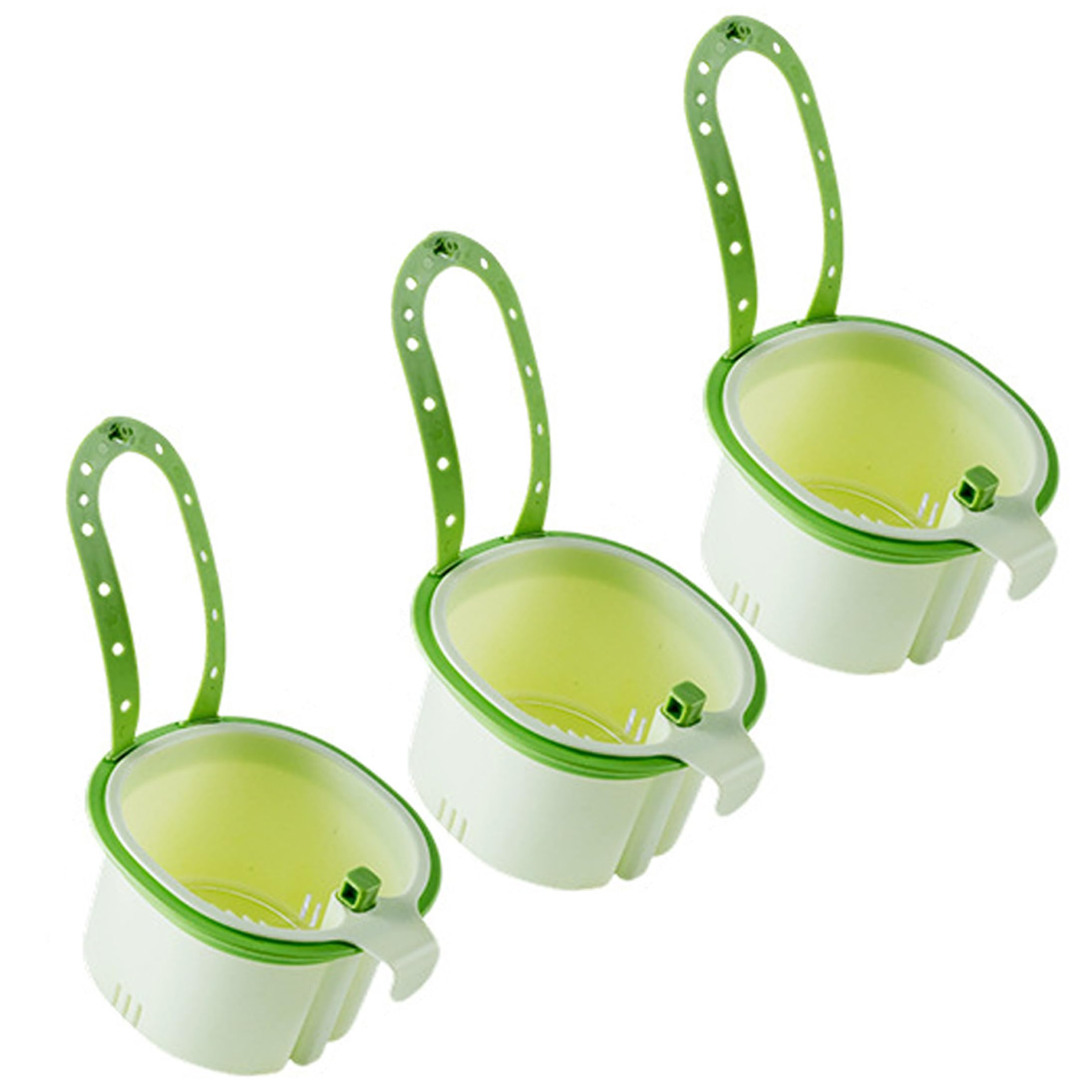 Ameble 3Pcs No-Drill Hanging Kitchen Sink Draining Basket, Plastic Food Catcher Strainer for Kitchen Sink, Drain Basket, Dishwasher Safe Light Green