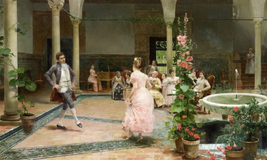 Lienzo de la lección de baile por Luis Jiménez para decorar un salón elegante