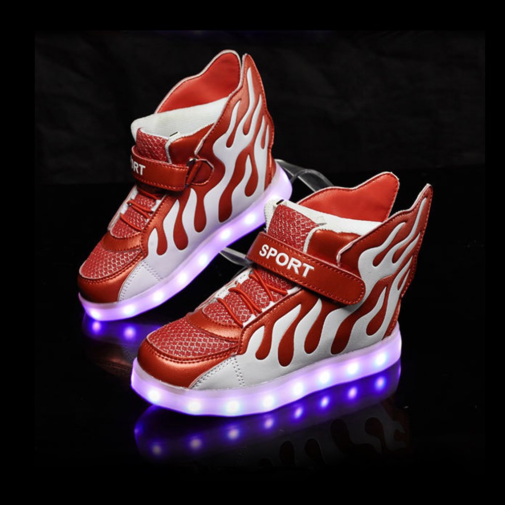 Kids Hi-Top Zapatillas de Deporte Llama Patrones Iluminación LED Zapatos de Carga USB Zapatillas