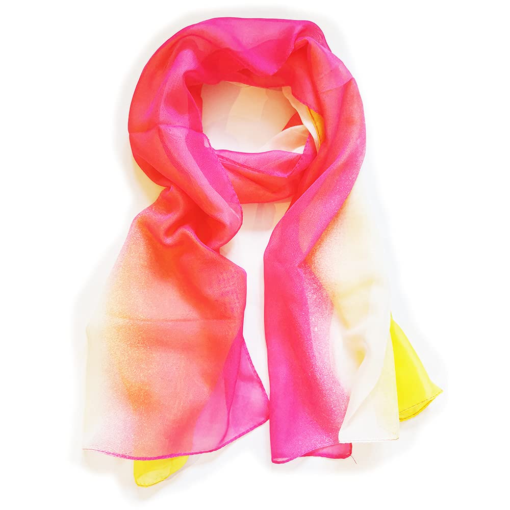 Gifts Uk Women's Pink And Beige Gifts Uk® 160 50Cm Rainbow Colour Print X080 Fashion Scarves Chiffon Scarf Shawls