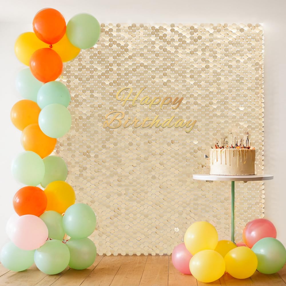 Shimmer Wall Backdrop Hexagon Champagne Wall Panels 24Pcs Sequins Shimmer Wall Backdrop Decoration for Birthday Anniversary Wedding Engagement