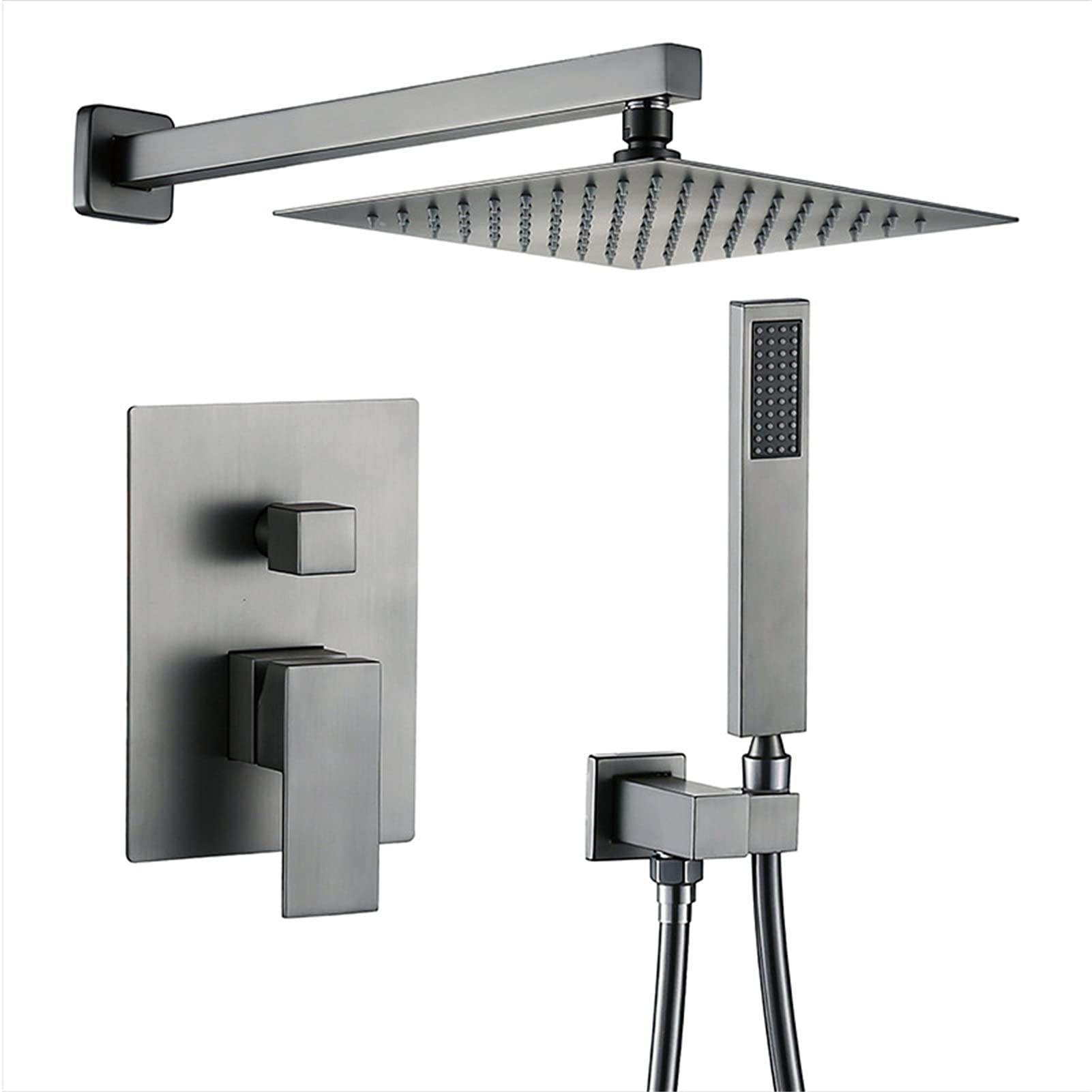 Robinet de douche en or brossé de luxe avec mitigeur laiton et pomme de pluie dissimulée