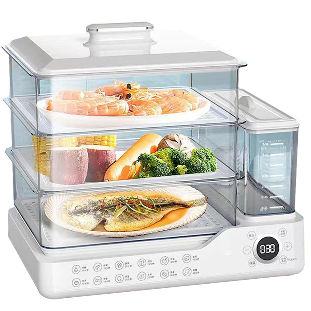 Vaporiera elettrica, Macchina per la Colazione da 24 Litri, Display Touch Screen, con vaporiera in Acciaio Inox, Adatta per Cucinare la Colazione, Verdure, Carne