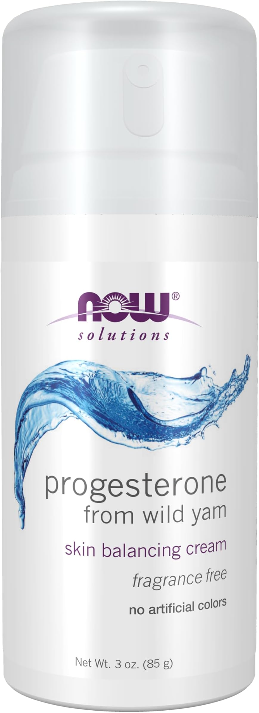Solutions, Natural Progesterone, Balancing Skin Cream, 20 mg of Natural Progesterone Per Pump, Unscented, 3-Ounce