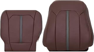Richmond Auto Upholstery - Driver Side Bottom & Lean Back Replacement Genuine Leather Perforated Seat Covers, Dark Marsala Brown (Compatible with 2019-2022 Ford F-250 Platinum Edition Truck)