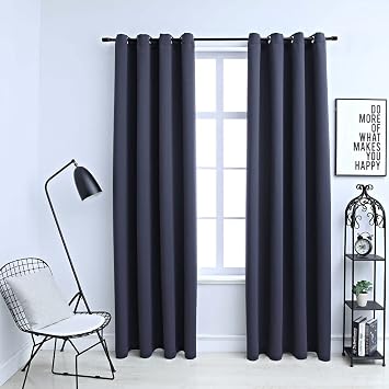 Blackout Curtains for Bedroom - Thermal Insulated with Grommet Top Room Darkening Window Curtains for Living Room,Blackout Curtains with Rings 2 pcs Anthracite 54"x84" Fabric