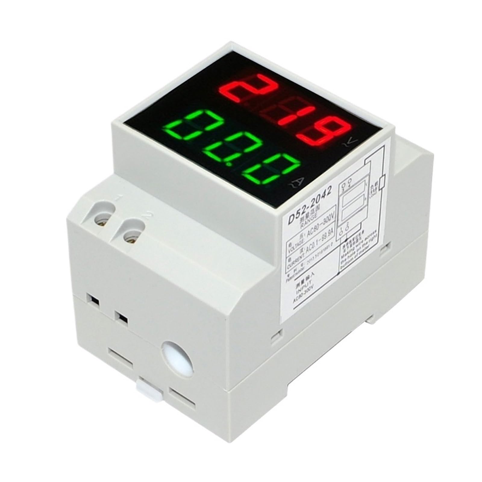 Wyświetlacz LED na szynie DIN Woltomierz Amperomierz Wbudowany transformator AC80-300V 200-450V 0-100A Miernik napięcia i prądu na panelu (AC200-450V 0,2-99,9A)