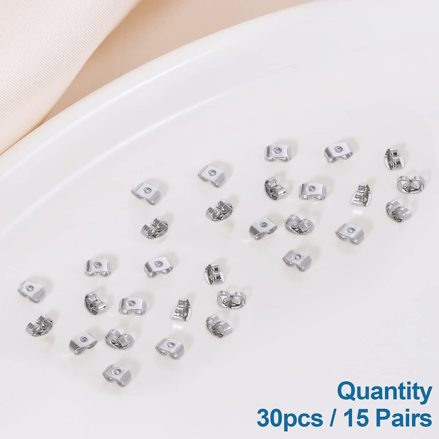 Catmade S925 Sterling Silver Plated Earring Backs for Studs Secure, 30Pcs/15Pairs Screw on Earring Backs/Butterfly Earring Backs/Locking Earring Backs, Safety & Hypoallergenic Ear Nut for Studs
