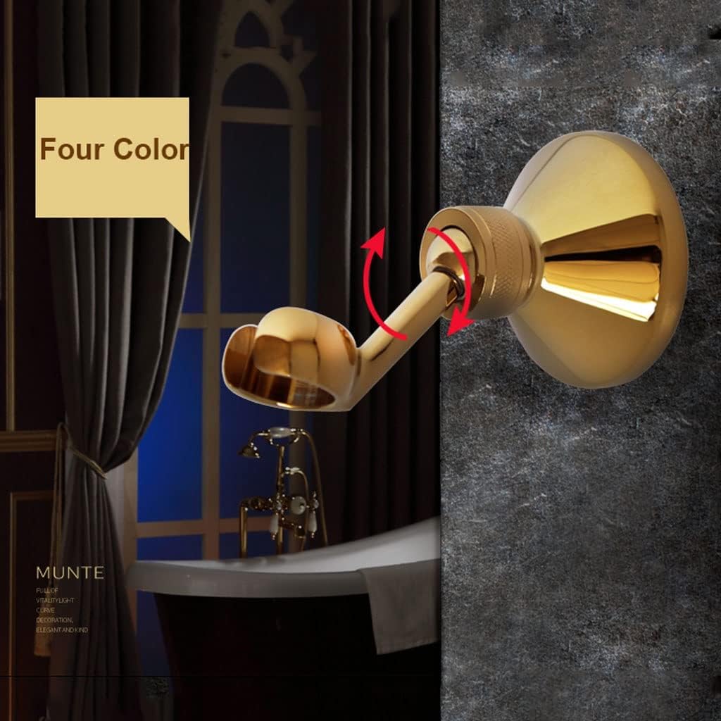 Hand Shower Stand Held Wall Mounted Round Holder Golden Colors, Antique Brass Bracket Universal Adjustable