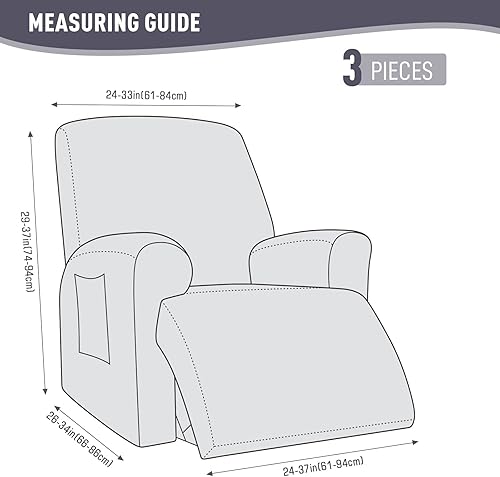 Miniatura 7 de KinCam Fundas para Reclinables, Fundas Elásticas para Sillas Reclinables, Fundas para Sofá Reclinable con Diseño de Rayas Jacquard, Fundas