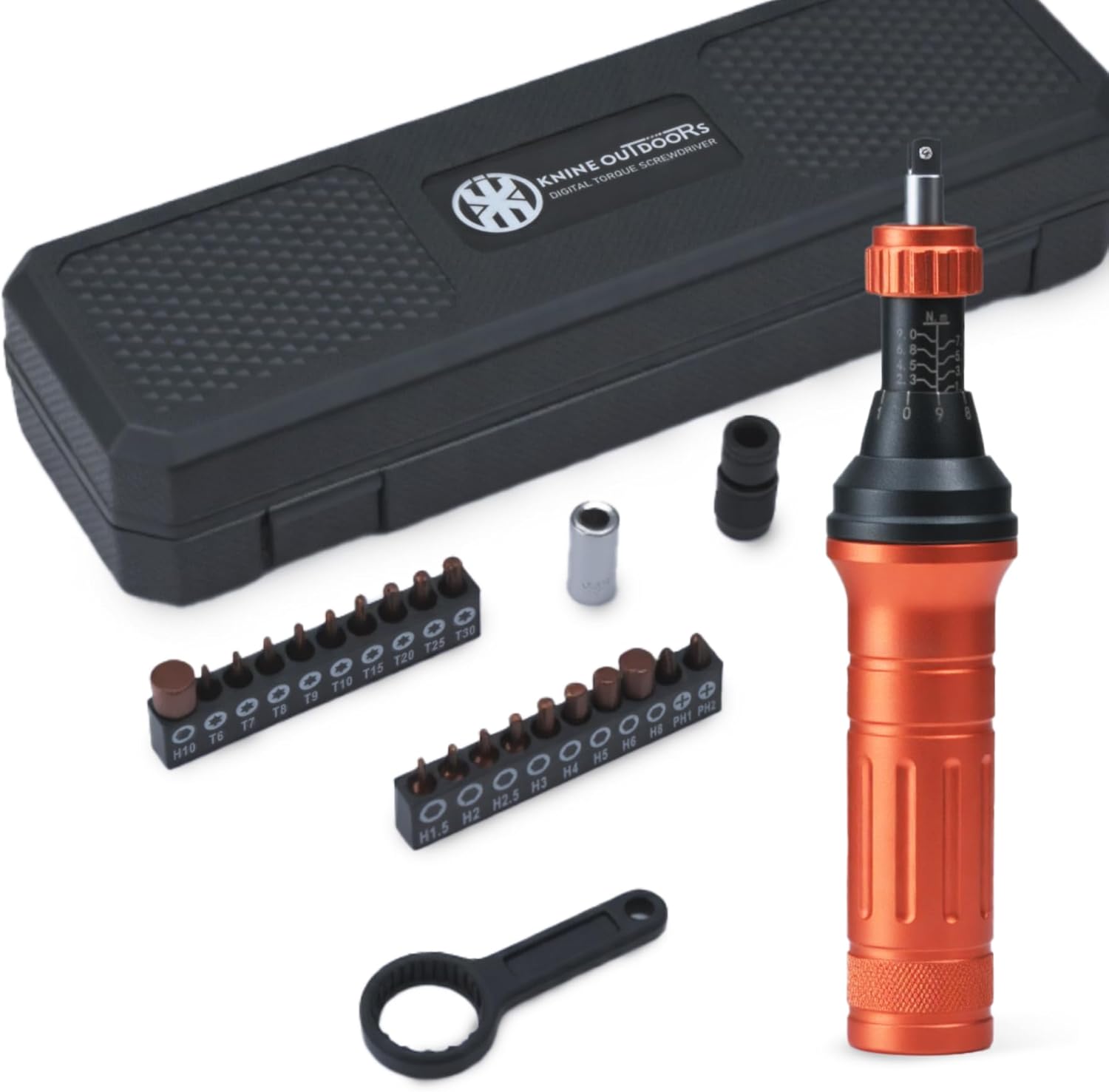 KNINE OUTDOORS Torque Screwdriver Wrench Driver Set 10-80 Inch Pounds lbs, 20 Steel Bits, Quick-release Bit Adaptor, 1/4” Bit Adaptor, Quick Clamp, For Tools, Bike Repairing and Mounting