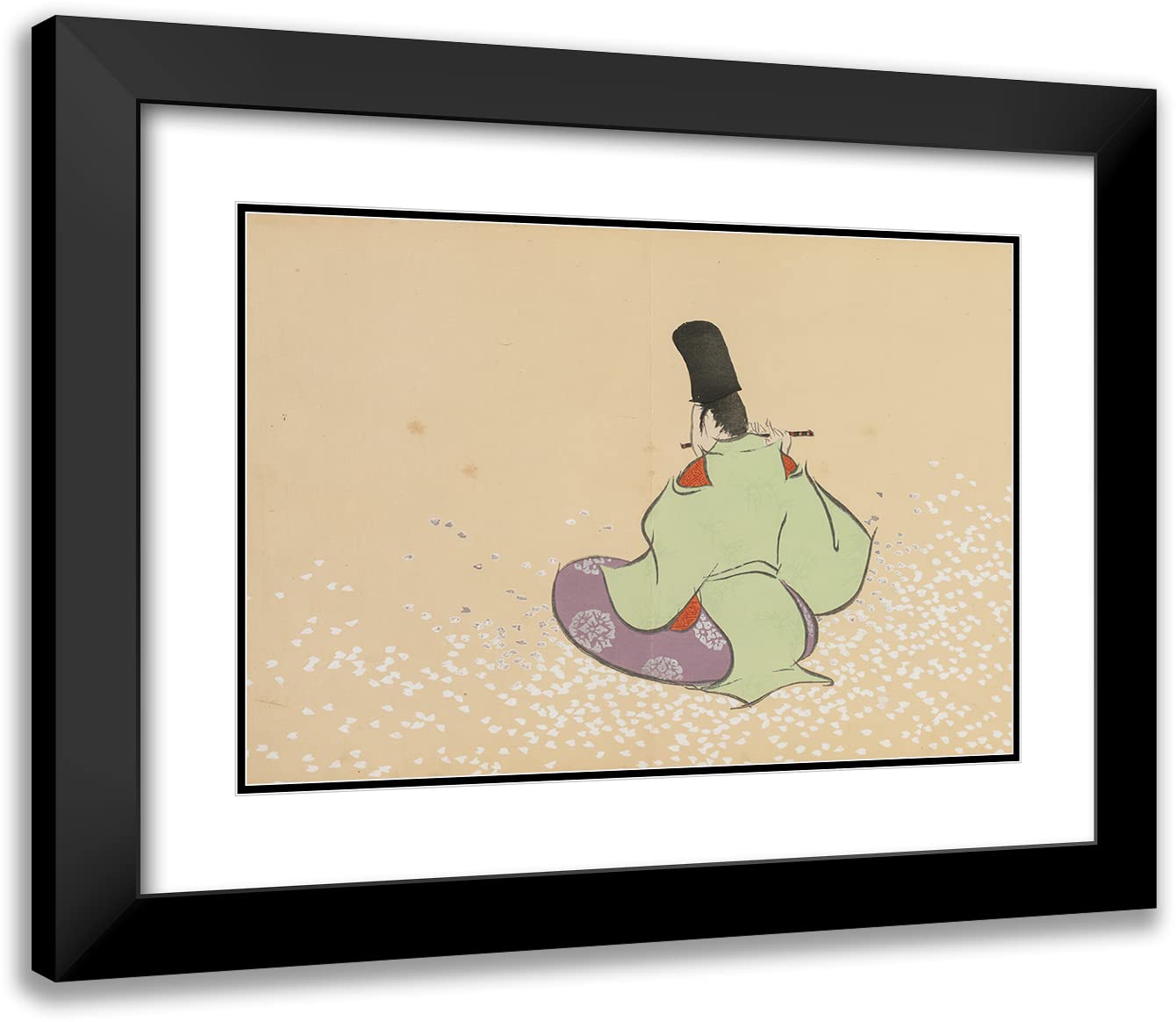 ArtDirect Kamisaka Sekka 18x13 Black Modern Frame and Double Matted Museum Art Print Titled - Late Spring (Boshun) (1909-1910)