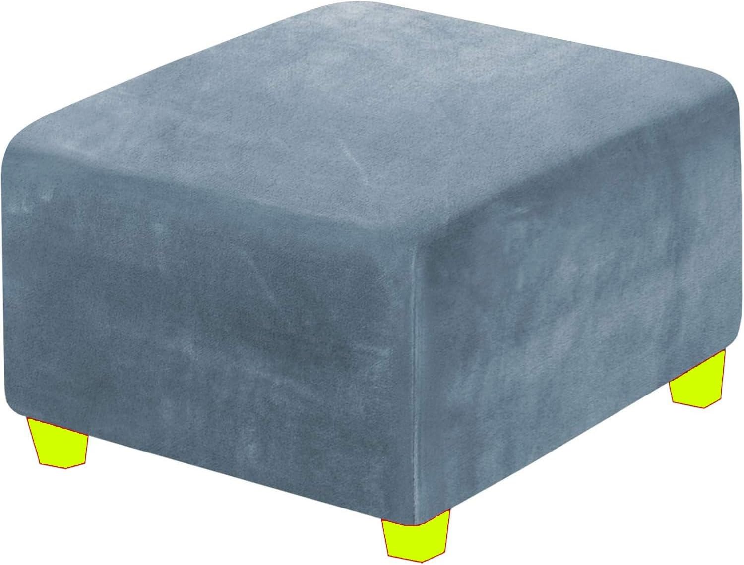 Velvet Ottoman Seat Cover 36×36 42×42 24×24 20×20 34×34 40×40 18×18 37×37 Inch, Square/Rectangle Footstool Footrest Slipcover Protector with Elastic Bottom(Burgundy,Sq XL 2pcs)