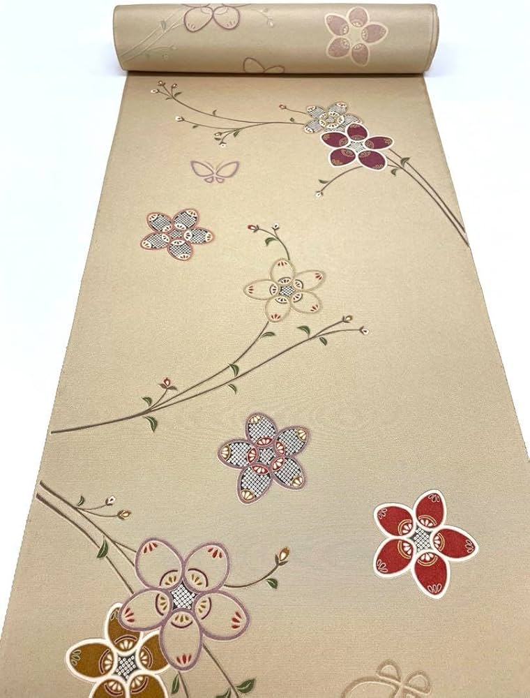 小紋 京友禅 浜ちりめん 金彩 蜂蜜色 正絹 反物 【公式通販】