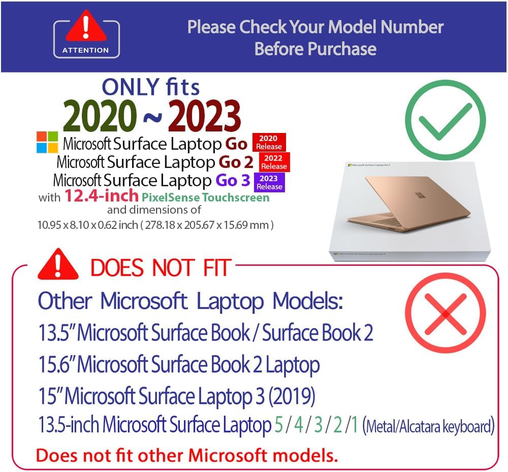 mCover Case Compatible ONLY for 2020-2024 12.4" Microsoft Surface Laptop Go 3/2 / 1 with Touch Screen (NOT Compatible with Any Other Surface Models) - Green image 2