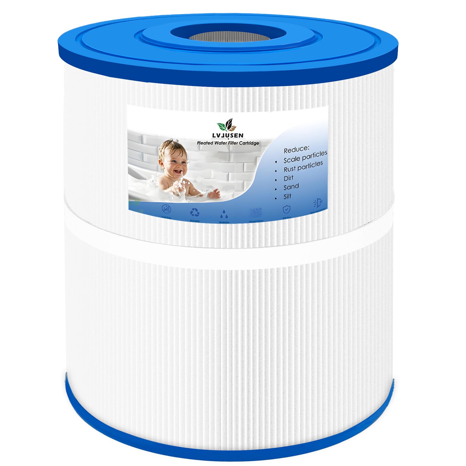 LVJUSEN Replacement for PWK65 Hot Tub Filter Pleatco/Watkins 31114/ Unicel C-8465/ Filbur FC-3960/ Watkins 65/ Tiger River Caspian/Darlly 80651,71827,71828 Hot Spring Hot Tub Filter,65 sq. ft-1 Pack