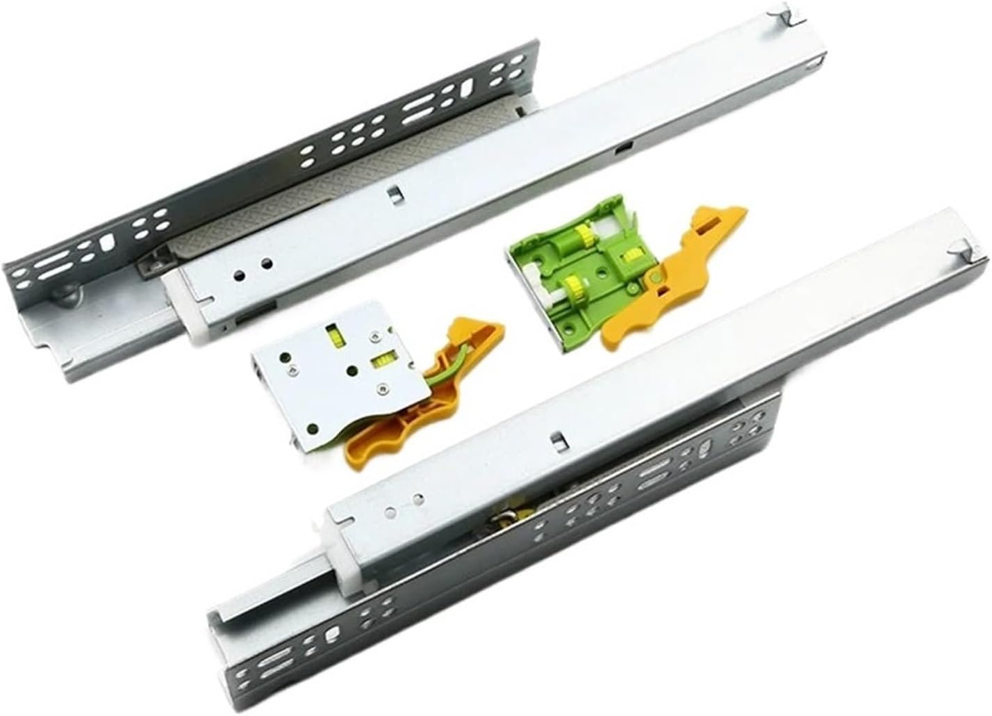 Drawer Rolling Bearing Slip Rail 3 Sections Bottom Mounting Hidden Damping Slide with Disassembly Device Cabinet Drawer Buffer Track Guide(400mm)