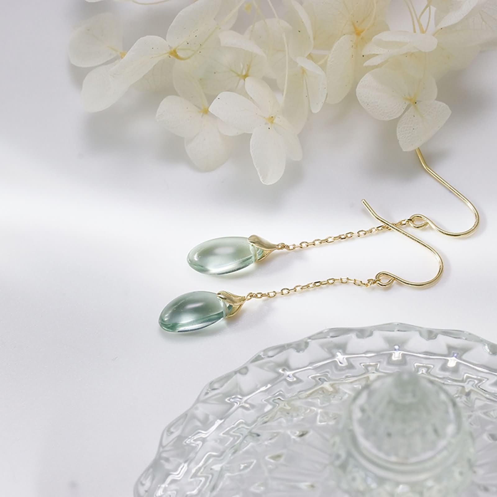 Pendientes de cuarzo de oro amarillo de 9 K/14 K/18 K