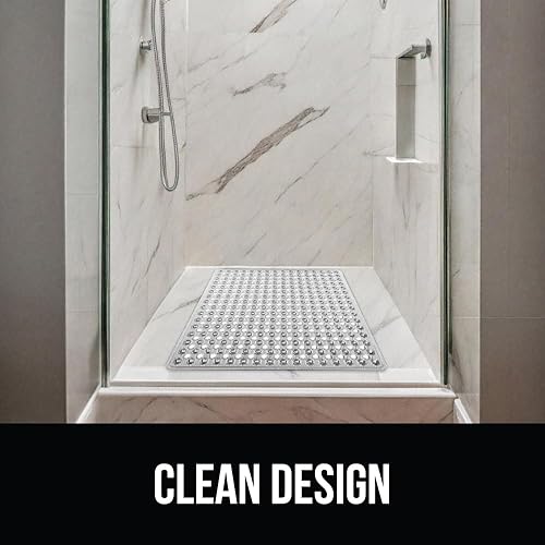 Vista 204 de Gorilla Grip - Alfombra de baño, ducha y bañera patentada, lavable a máquina, anti-bacteriana, sin BPA, látex, sin ftalatos, cuadrada, con agujeros
