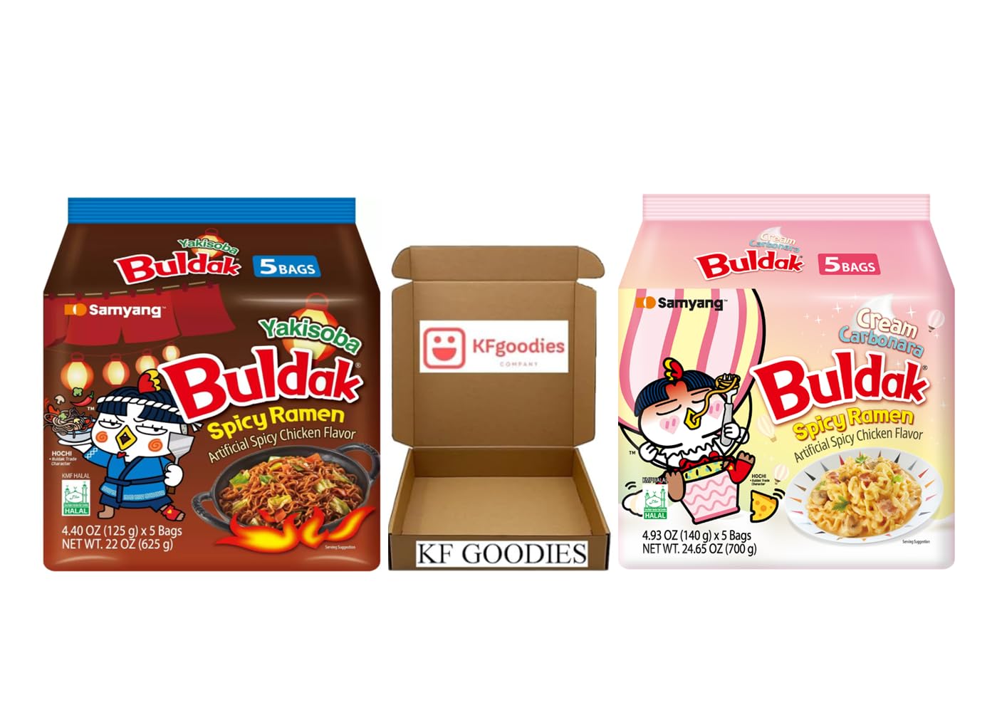 KF GOODIES Korean Ramen Variety Pack Gift Box (10 Count) – Spicy Buldak Noodle Assortment for Birthdays, College Care Packages, Office Snacks, and Gift Baskets