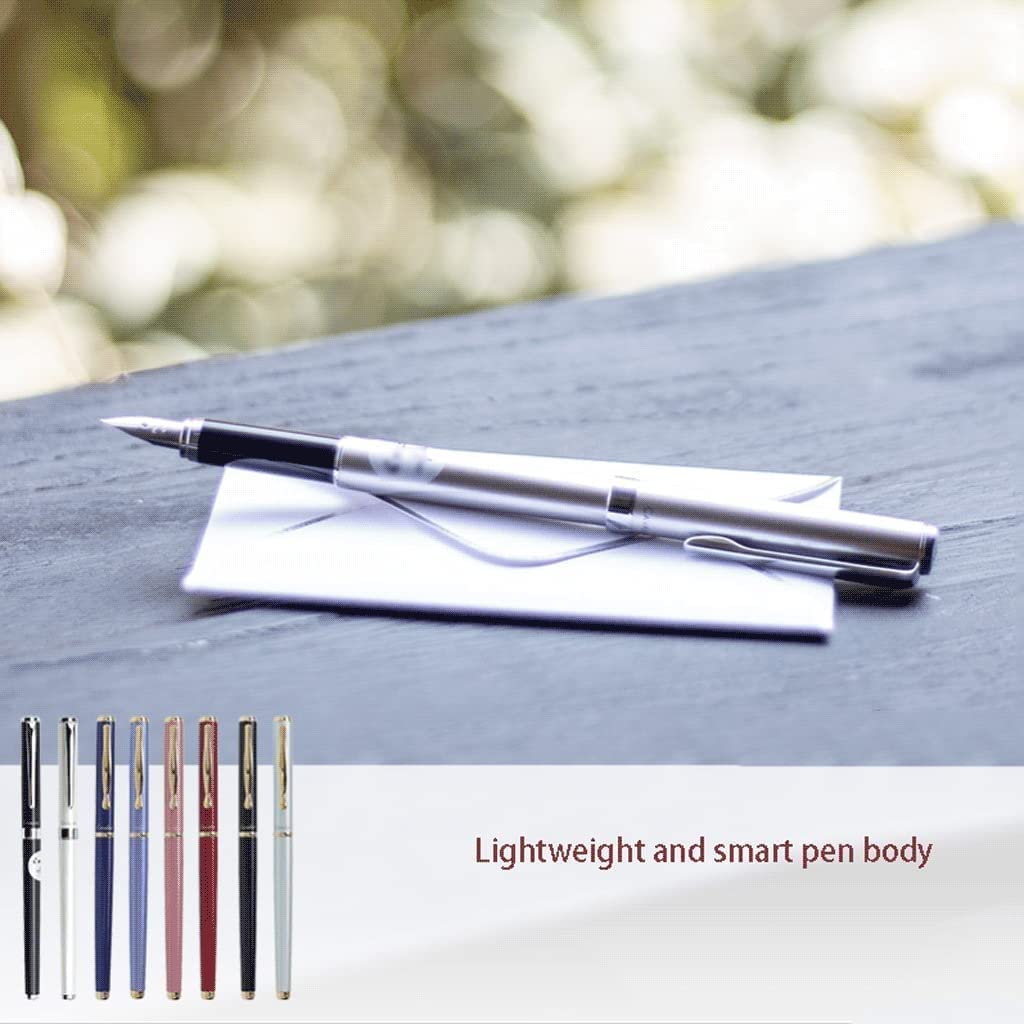 Pluma estilográfica Pluma estilográfica de lujo Pluma estilográfica elegante Pluma de regalo de metal Punta fina Punta de acero inoxidable Recargable Tinta negra Diseño clásico Suministros de of