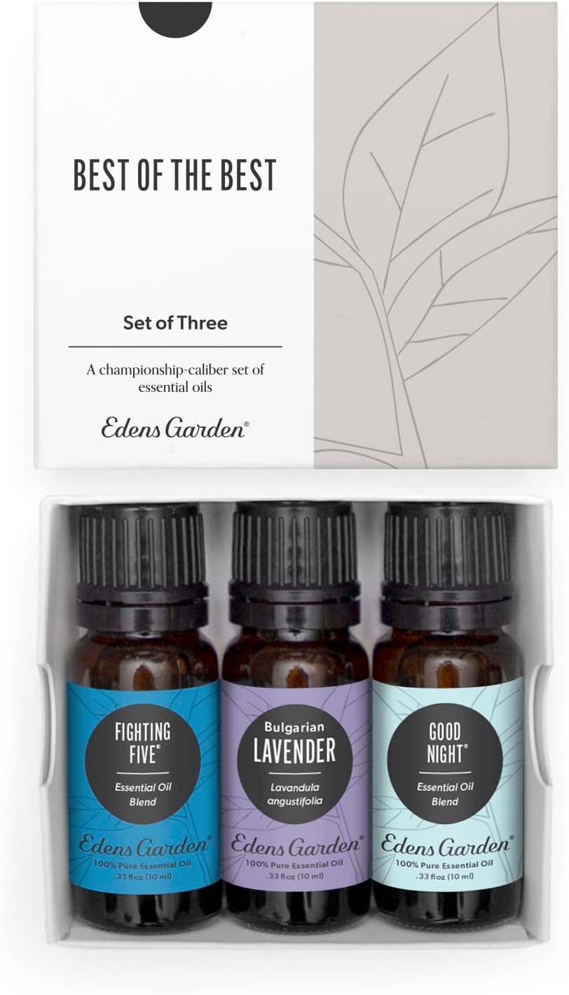 Intro to Essential Oils Set- 100% Pure Therapeutic Grade Aromatherapy Oils (Comparable to Doterra's Introductory Kit)- 3/ 10 ml of Lemon, Lavender and Peppermint by Edens Garden