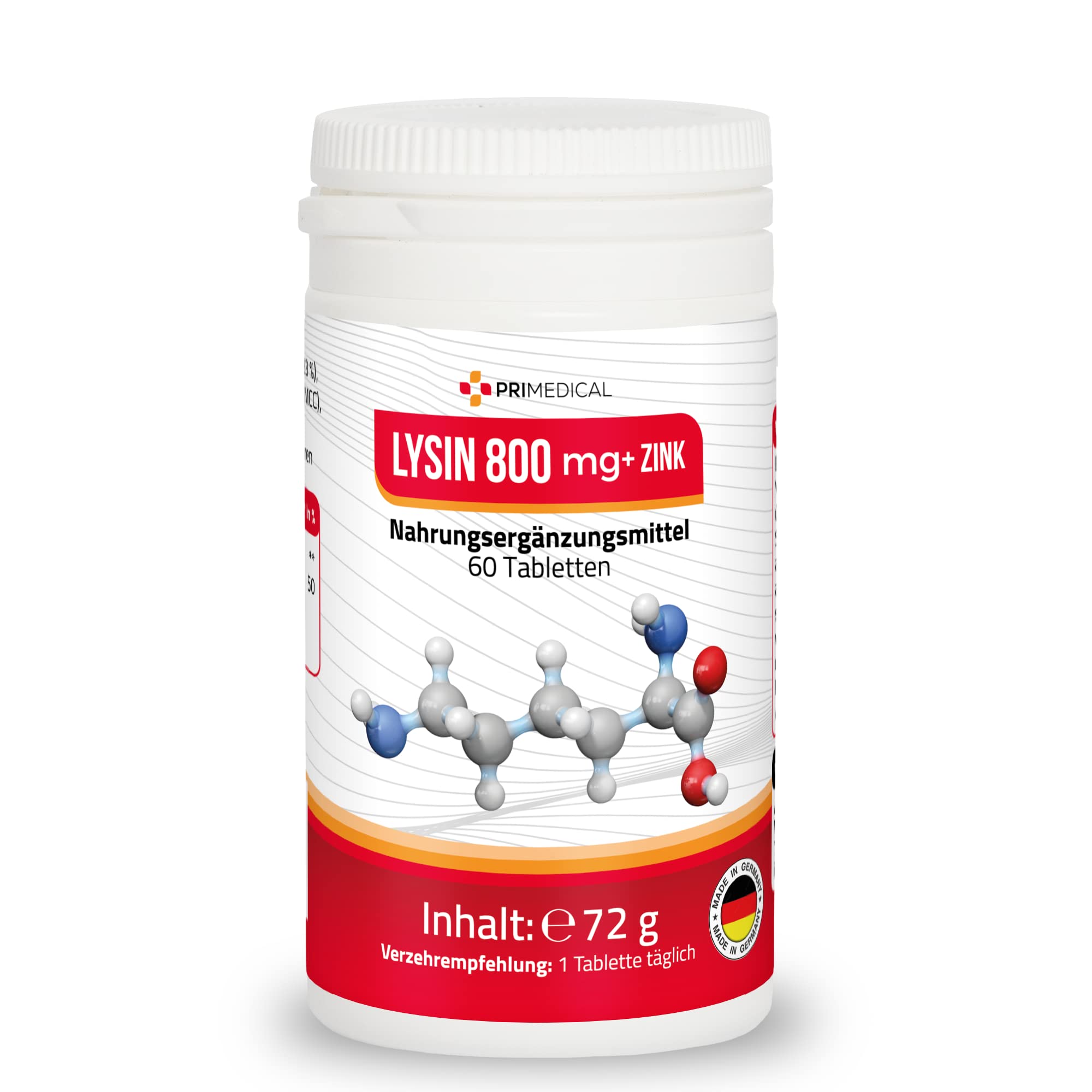 L-LYSIN 800 mg TABLETTEN ESSENZIELLE AMINOSÄUREN + ZINK 5 mg Primedical 2-Monats-Pack 1 x 60 Tabletten