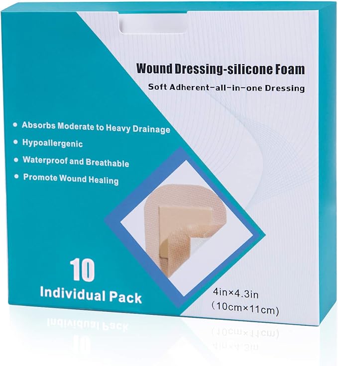 Silicone Foam Dressing 10 Pack with Border Adhesive