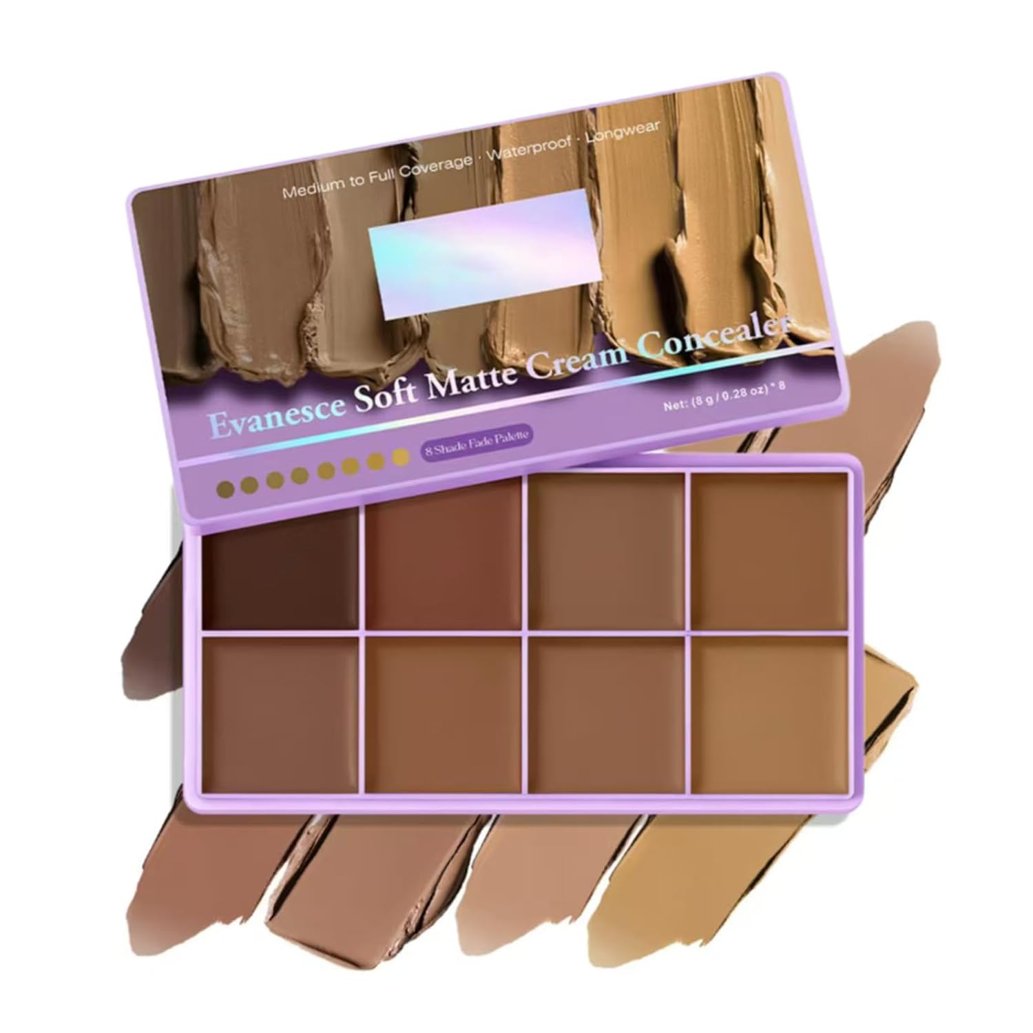8 Shade Cream Concealer Palette, Matte Full Coverage Contour Makeup, Waterproof Longwear Face Kit For Dark Circles Blemishes, Multi Tone Highlight Foundation For All Skin Complexions,#3